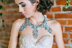 'Edie' Rhinestone Encrusted Bib Necklace