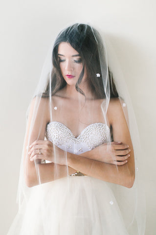 'Poppy' Flower Dotted Tulle Veil