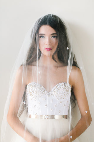 'Poppy' Flower Dotted Tulle Veil