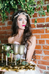 'Iris' Bohemian White & Gold Rhinestone Headpiece