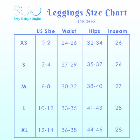 Sexy Unique Outfits Leggings Size Chart