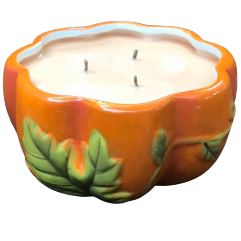 Pumpkin Spice Soy Candles Handmade Upcycled Ceramic Pumpkin Organic Hemp  Wicks