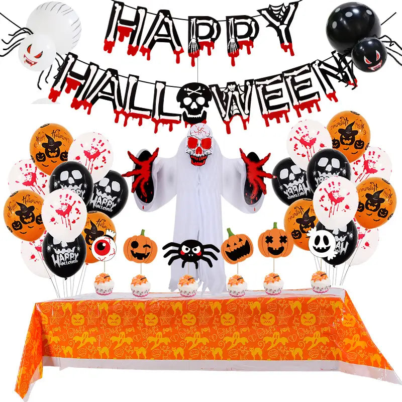 Lovemi - Halloween Balloon Set Blood Color Banner Ghost