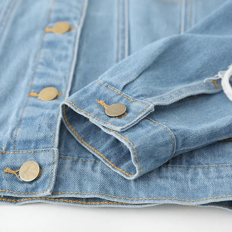 Lovemi - Foreign Trade Damen-Jeansjacke mit lockerer Passform