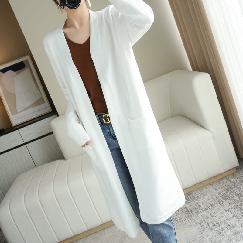 Lovemi - No Buckle Lazy Wind Fashion Long Cardigan Knitted