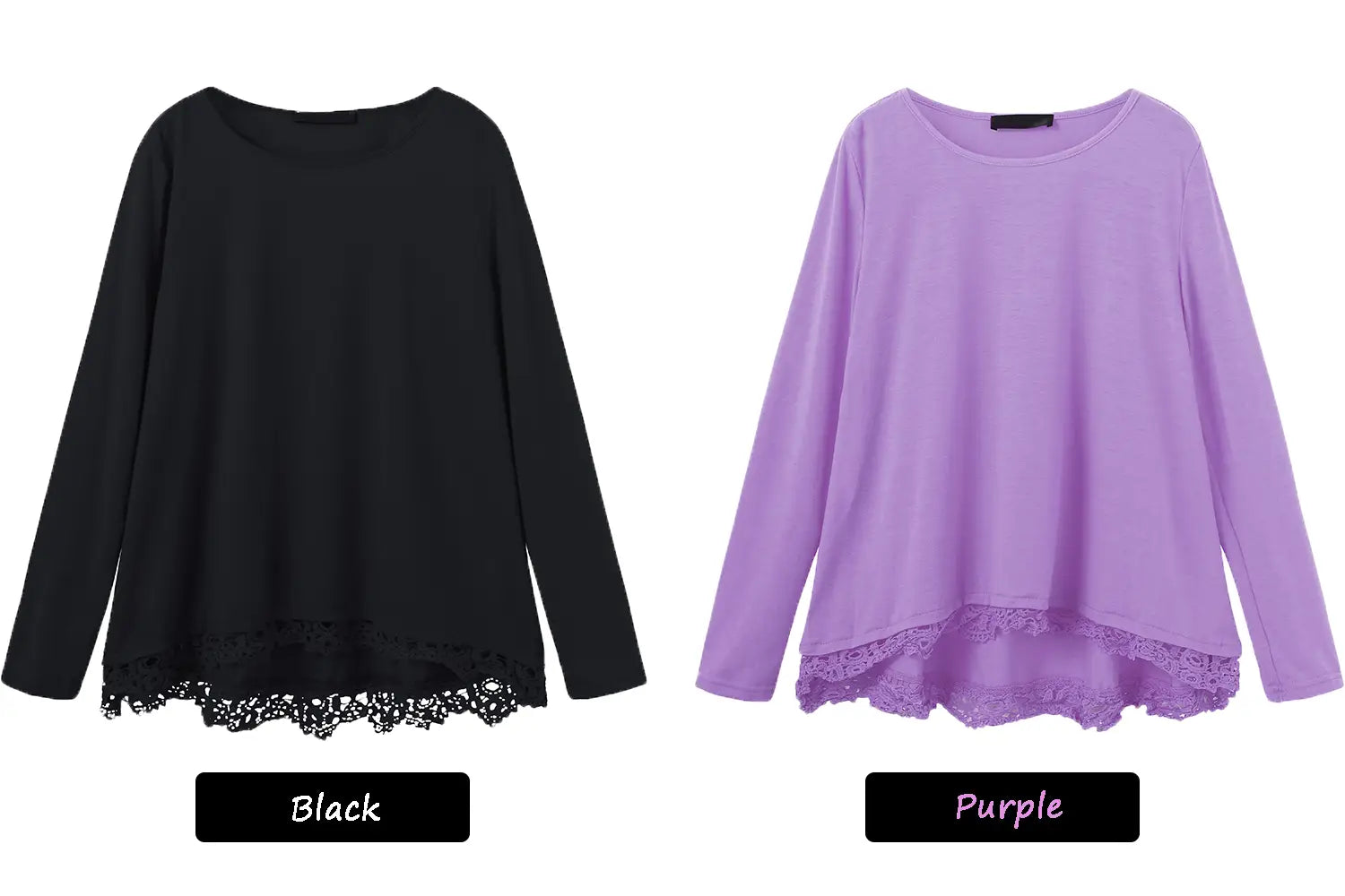 Lovemi - Women Lace Patchwork Solid Color T-Shirts Tops