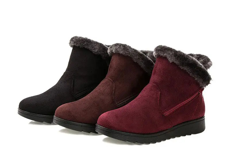 Winter Boots Women Warm Plush Snow Boots Zipper Comfort