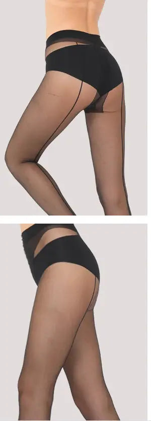 20D Back Vertical Line Personality Pantyhose Black Stockings