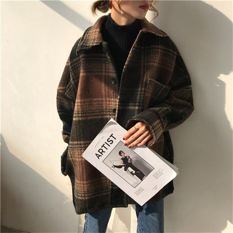 Lovemi - Harajuku Style Women’s Mid-length Loose Plaid