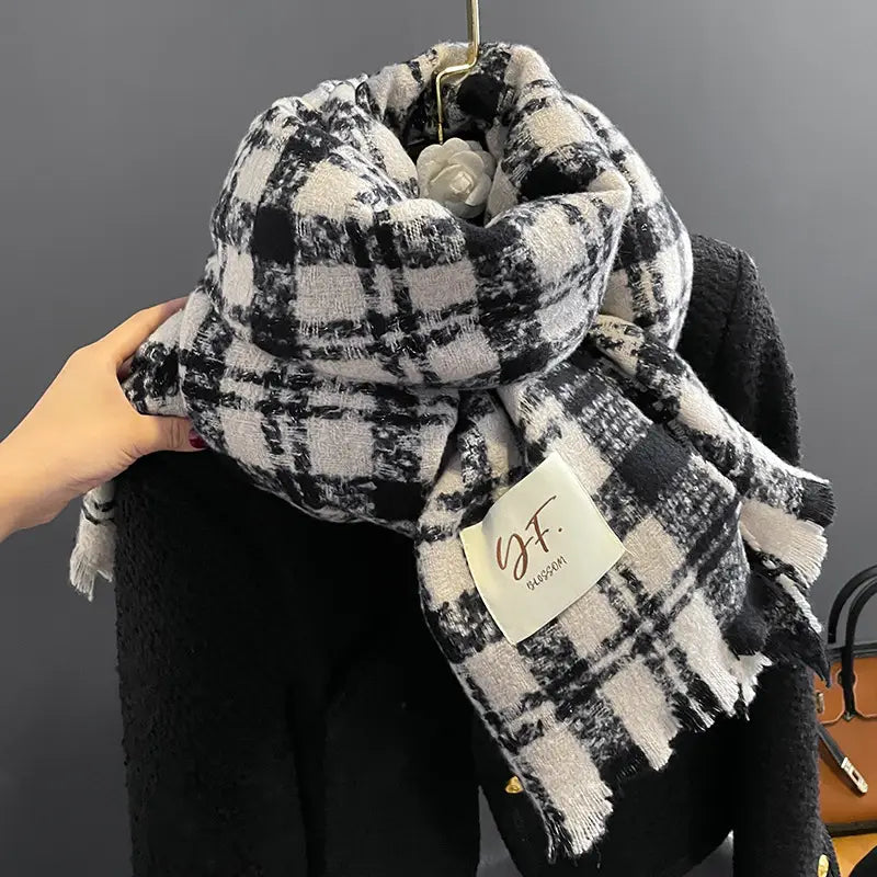 New Cashmere Scarf Women’s Check Thickened