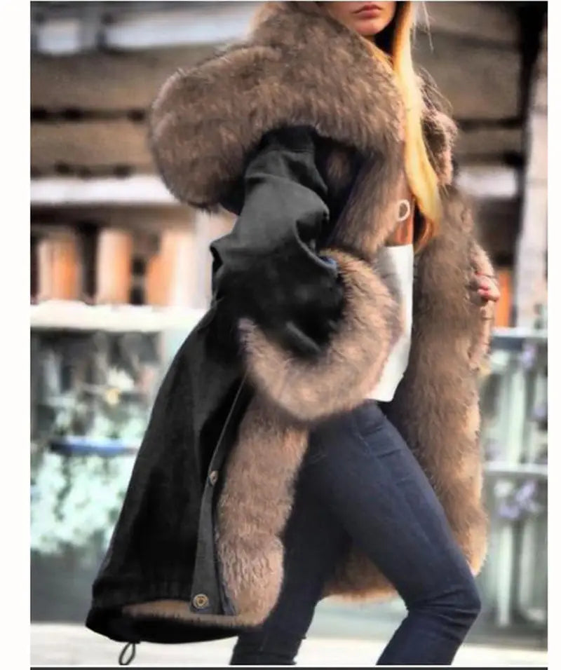 Lovemi - Faux crystal fox fur collar fur collar hooded