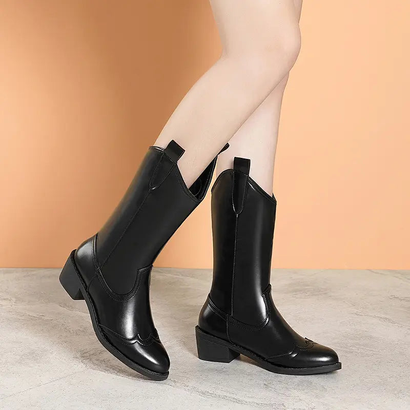new Autumn Fashion Mid-calf Boots For Women Pointed Sleeve