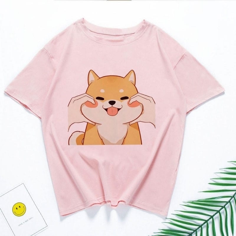 Lovemi - T-shirt de couple masculin et féminin imprimé Shiba Inu mignon