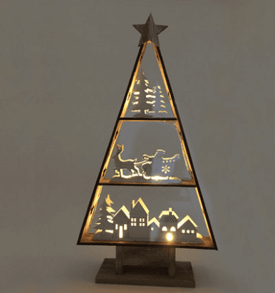 Lovemi – Weihnachtsbaumförmige LED-Lichtornamente aus Holz
