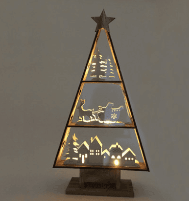 Lovemi - Ornements lumineux LED en bois en forme de sapin de Noël