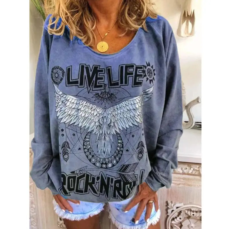 Lovemi – Damen-Pullover mit lockerem Rundhalsausschnitt