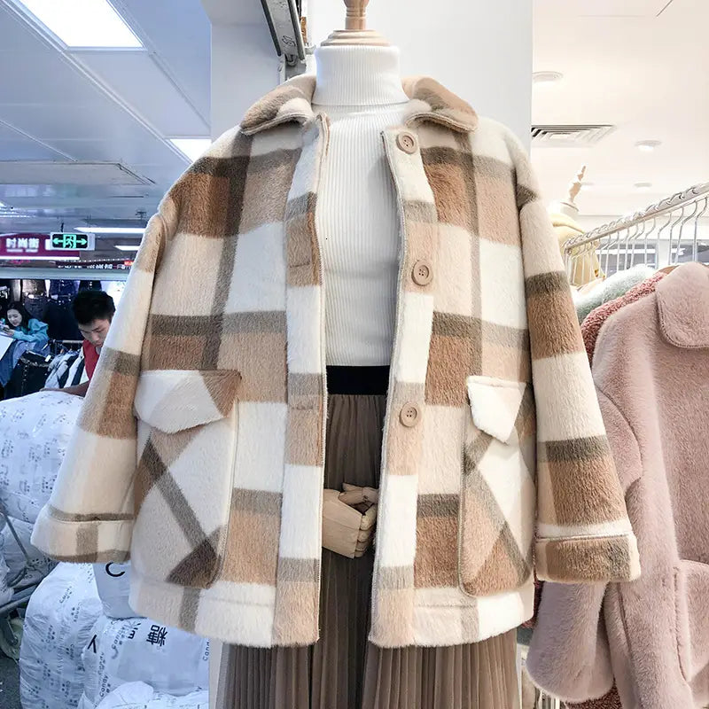 Lovemi – Damenmode-Mantel aus Kunstpelz aus Wollmischung im Angebot