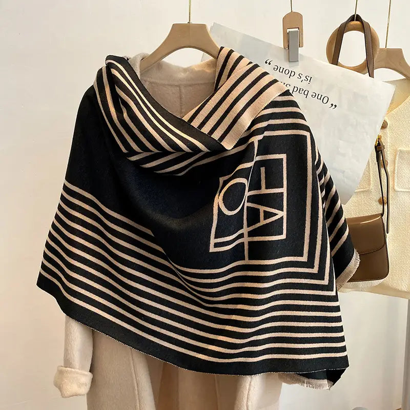 Two-color Cashmere Thickened Scarf Air Conditioner Shawl