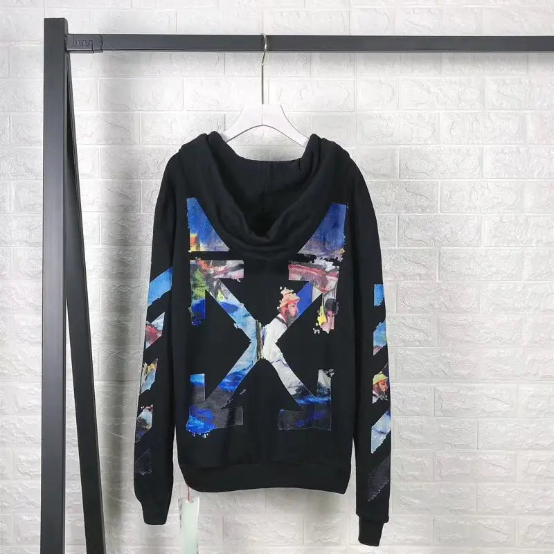 Lovemi - Oil painting zipper sweater arrow hoodie