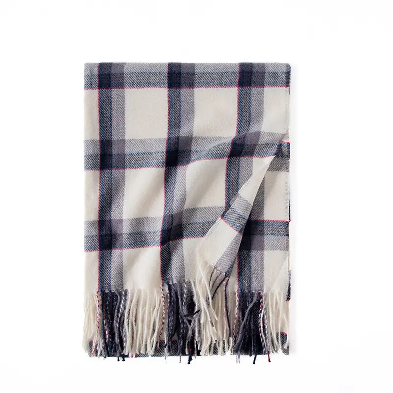 Contrast Check Print Of Cashmere Scarf