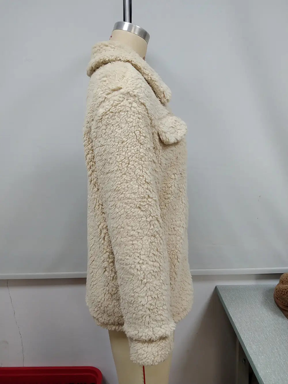 Lovemi - Loose Casual Lapel Plush Jacket Lamb Fleece Coat