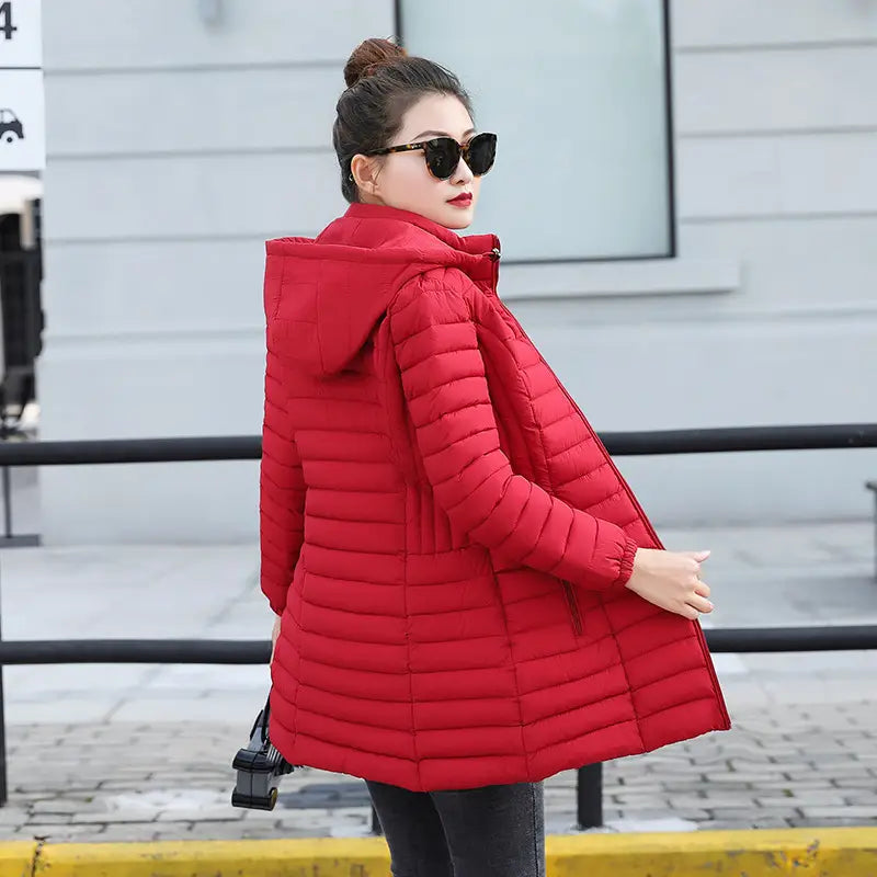 Lovemi - Women’s cotton-padded jacket mid-length light