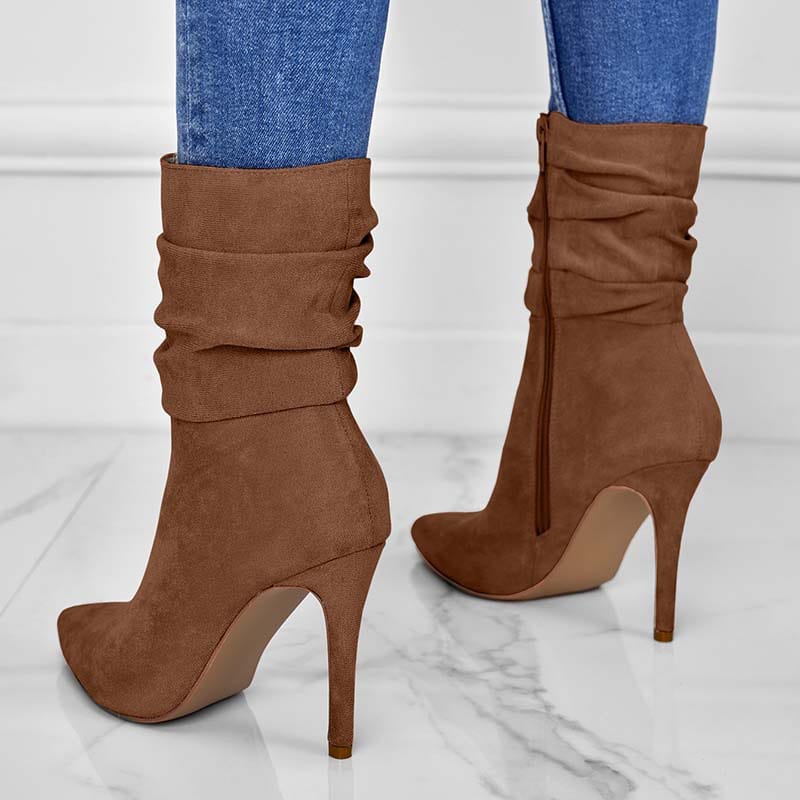 Lovemi - Pointed Toe Stiletto Heel Ankle Boots For Women