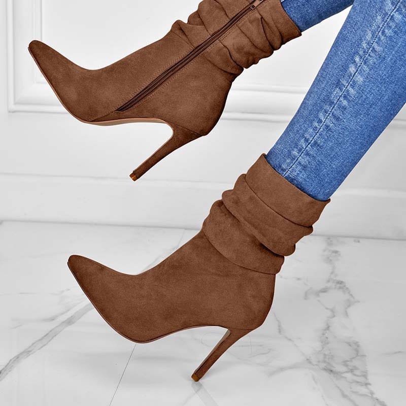 Lovemi - Pointed Toe Stiletto Heel Ankle Boots For Women