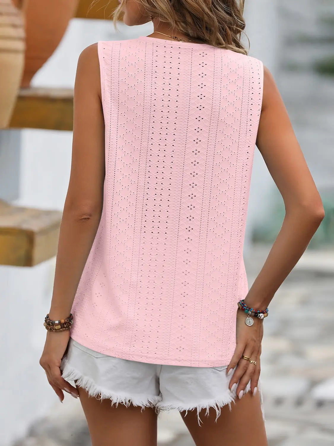 Lace Tops Women V-neck Sleeveless Hollow Out Vest Summer