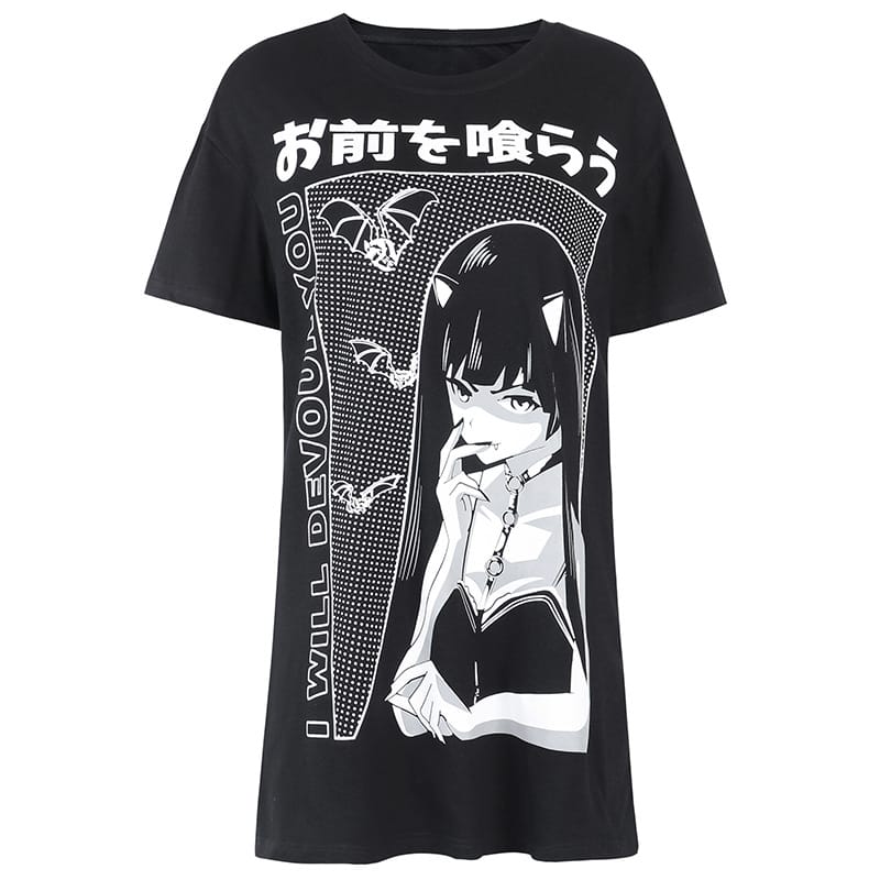 Lovemi - T-shirt vampire chauve-souris bidimensionnel Femme Foncé