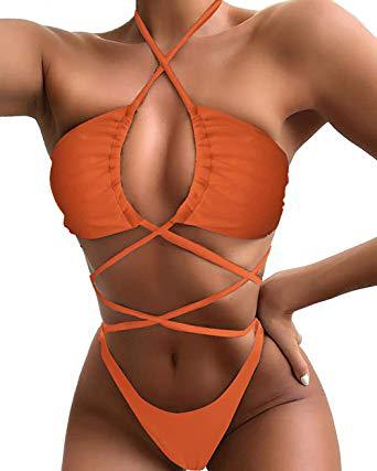 Lovemi - Bikini Comfortable And Sexy Solid Color Long Rope