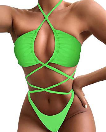 Lovemi - Bikini Comfortable And Sexy Solid Color Long Rope