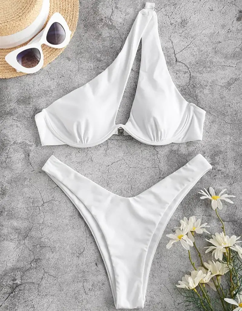 Lovemi - Bikini Sexy Strandurlaub Einfarbig Split Damen