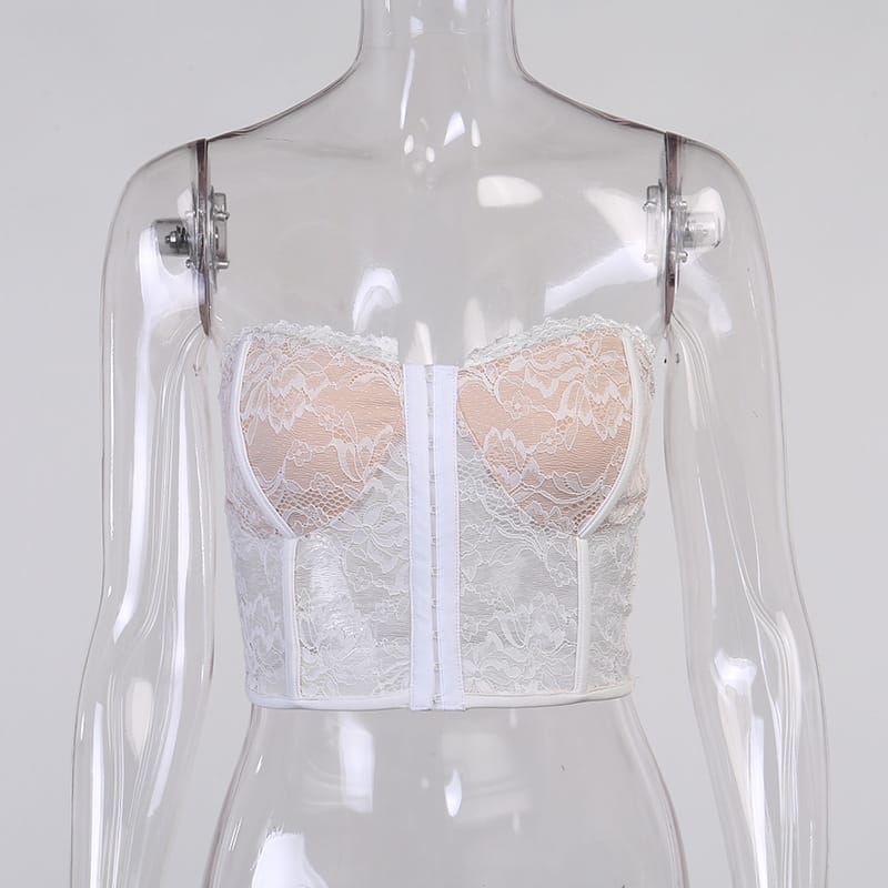 Lovemi - SUCHCUTE Haut court corset sexy en dentelle à crochet sans manches