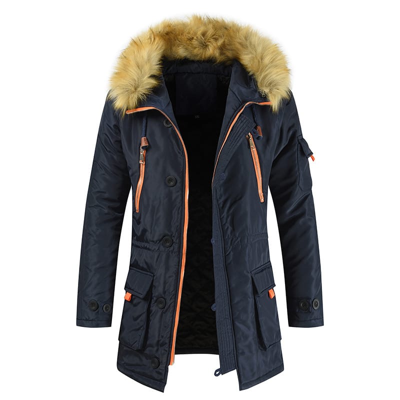 Lovemi - Mid-length Cotton-padded Jacket Men’s Plus Velvet