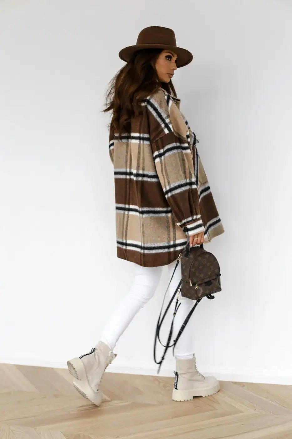 Lovemi - Autumn And Winter Long-sleeved Plaid Coat Shirt