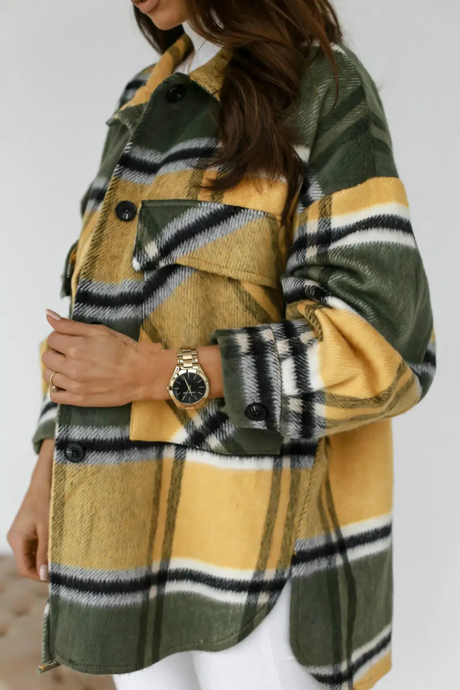 Lovemi - Autumn And Winter Long-sleeved Plaid Coat Shirt