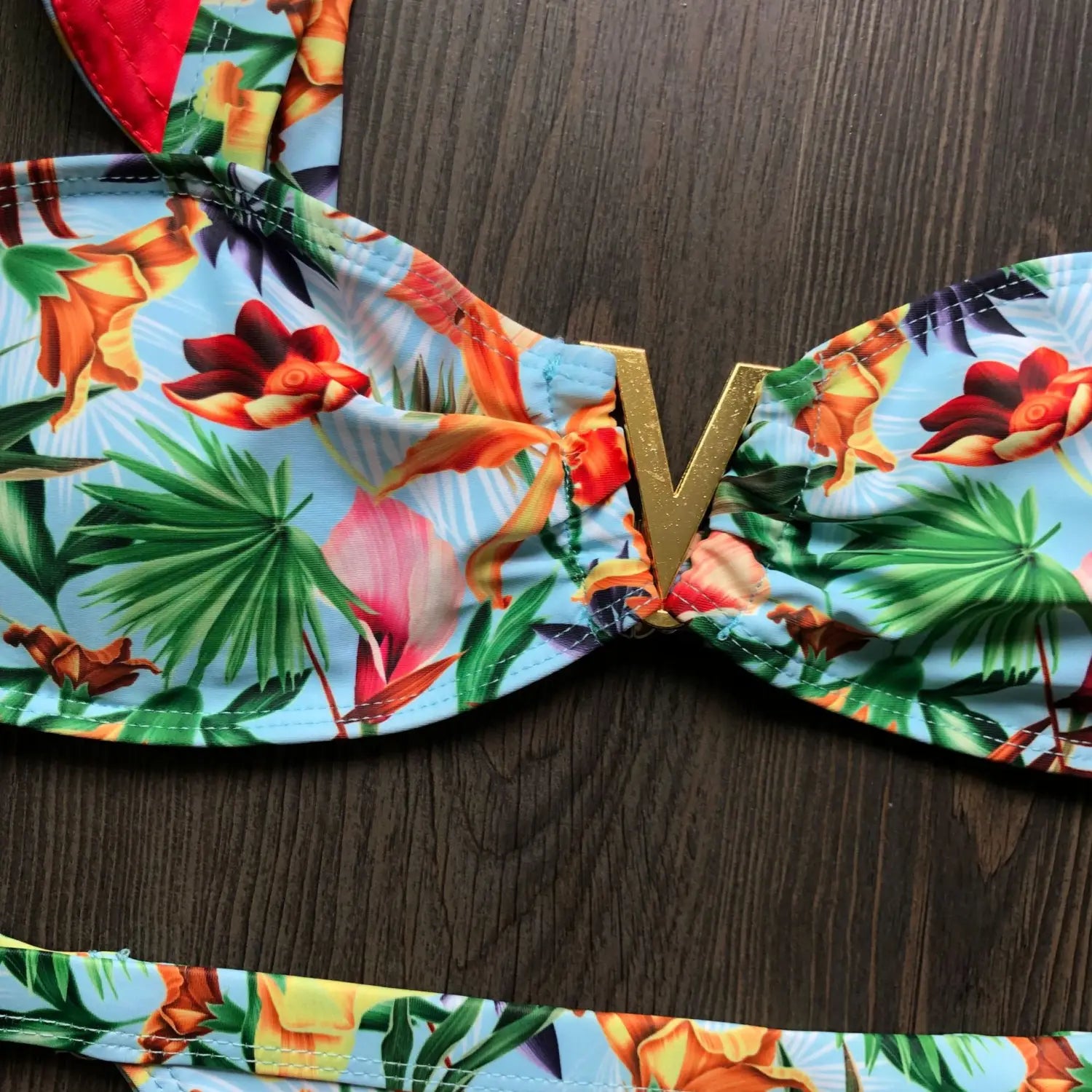 Lovemi - Flash Print Bikini Damen Badeanzug Rücken Bademode