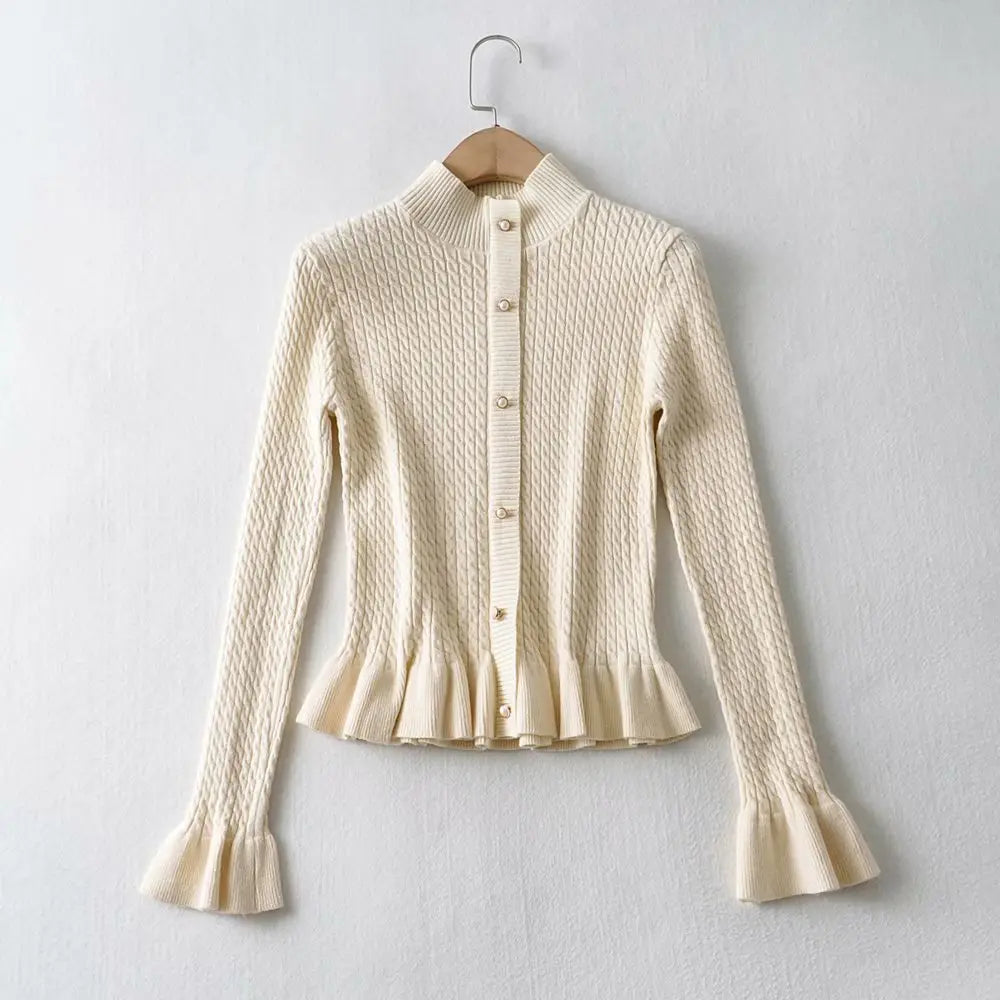 Lovemi - Short Style Small Twist Knit Cardigan Sweater Lady