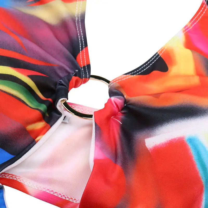 Lovemi – Slip-Print-Split-Bikini für Damen aus Strick