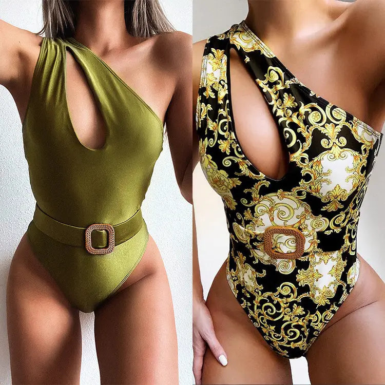 Lovemi – Einteiliger Badeanzug mit hohlem One-Shoulder-Bikini