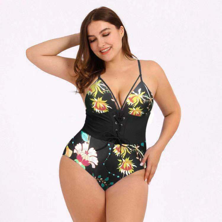 Lovemi - Women’s Plus Size Bikini Printed Bouquet Waist