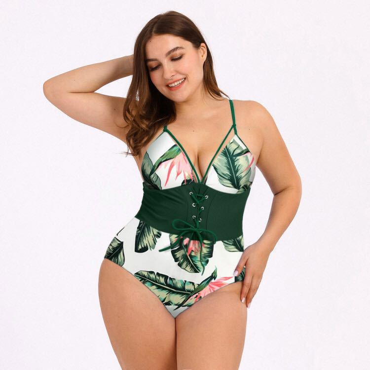 Lovemi - Women’s Plus Size Bikini Printed Bouquet Waist