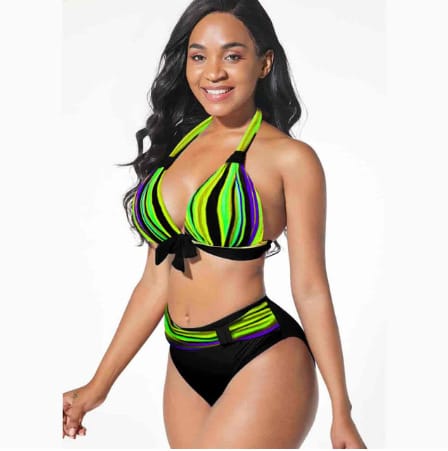 Lovemi - Digital Printed Swimsuit Split Bikini Swimsuit