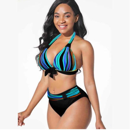 Lovemi - Digital Printed Swimsuit Split Bikini Swimsuit