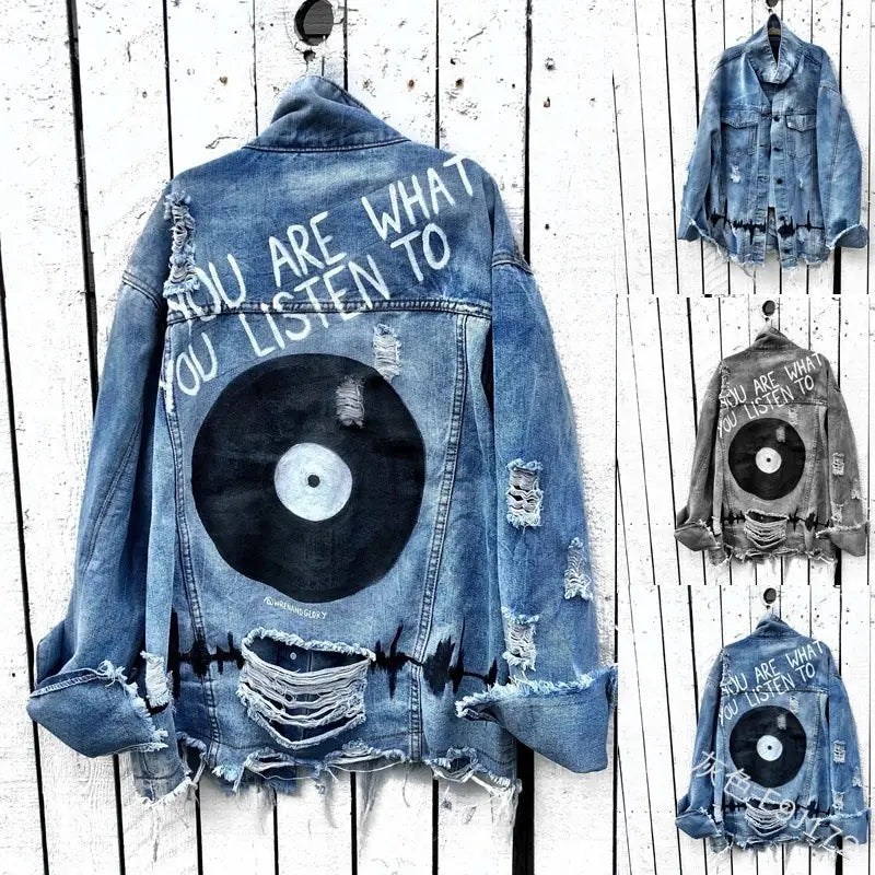 Lovemi - Loose Denim Jacket Women Spring And Autumn Lapel