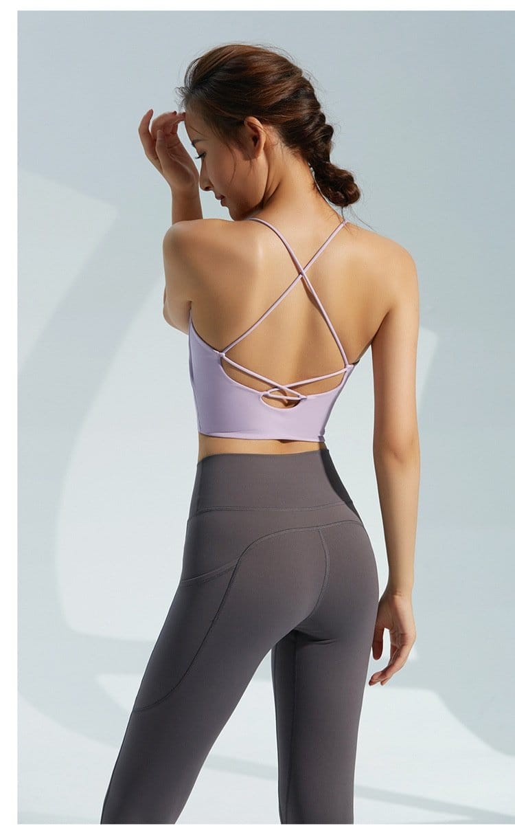 Lovemi - Vest Crossover Thin Female Small Chest Yoga