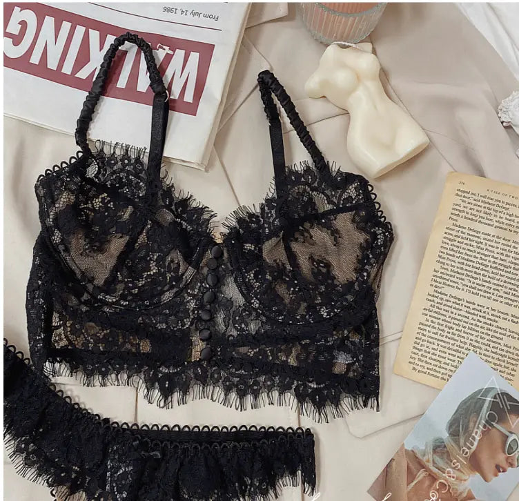 Lovemi - French Sexy Lace Lingerie Set