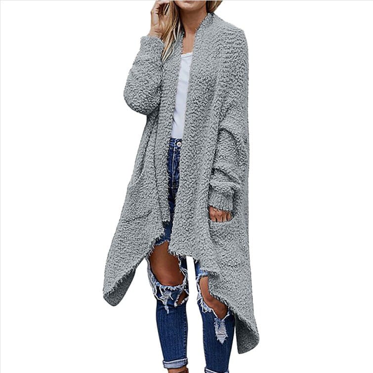 Lovemi - Nouveau Cardigan Mi Long Épais Peluche Femme Solide