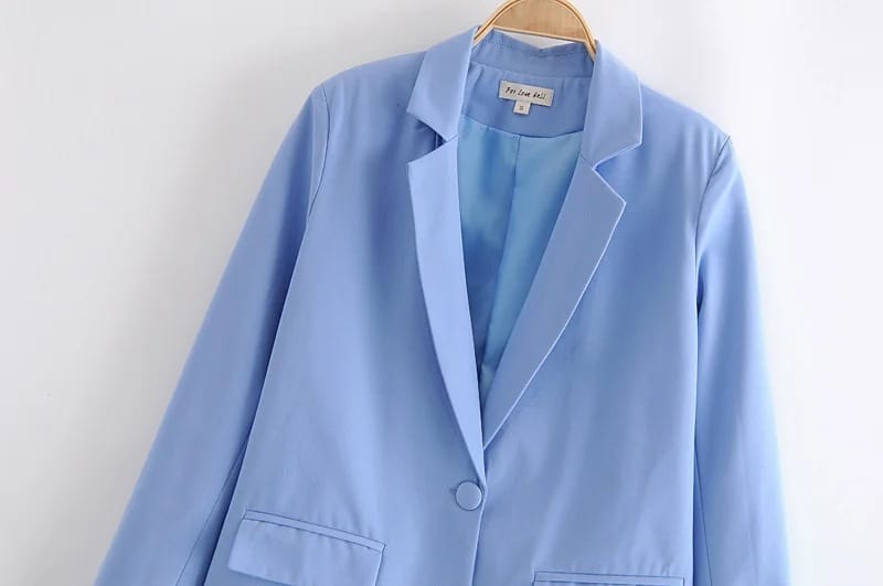 Lovemi – Blauer Single-Button-Blazer Damenbekleidung